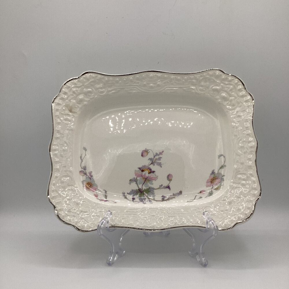 Seville 349 Thompson China Dinnerware Serving Platter USA White Poppies Flowers